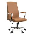 LeisureMod Evander Adjustable High-Back Office Chair Leather Upholstery with Swivel, Tilt, and Chrome Base, Ergonomic Desk Chair for Home Office