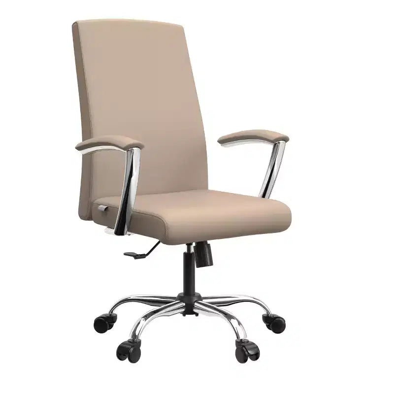 LeisureMod Evander Adjustable High-Back Office Chair Leather Upholstery with Swivel, Tilt, and Chrome Base, Ergonomic Desk Chair for Home Office
