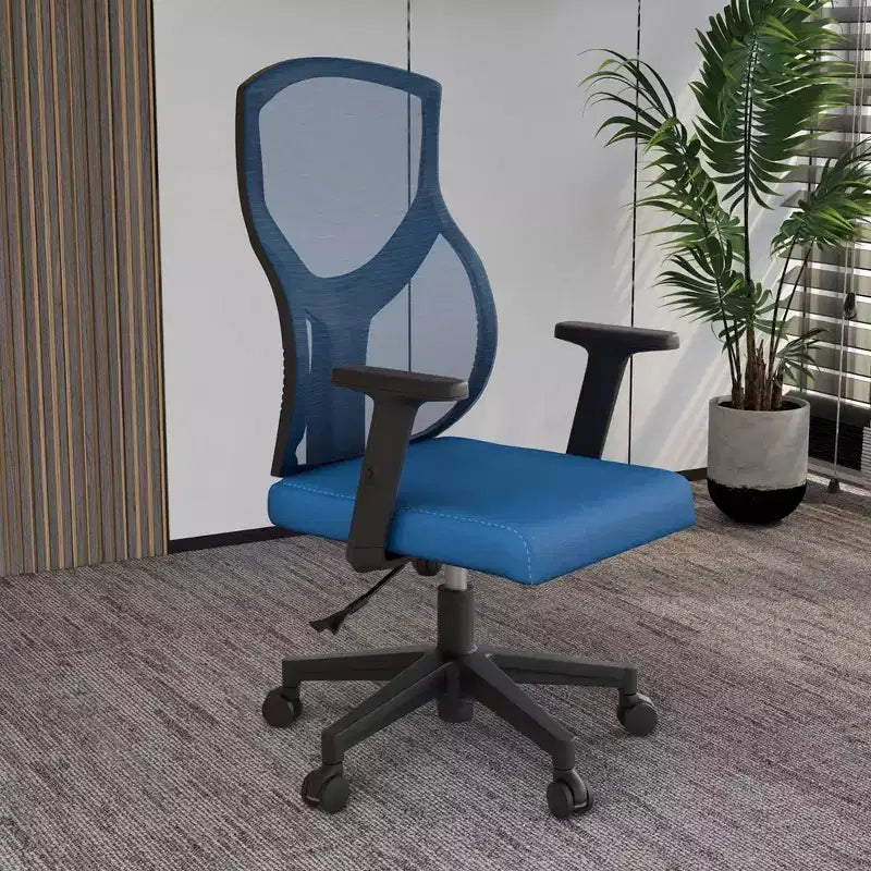 LeisureMod Glen Ergonomic Mesh Office Chair - Breathable Mid-Back with Soft Upholstered Cotton Seat - Swivel & Tilt Desk Chair