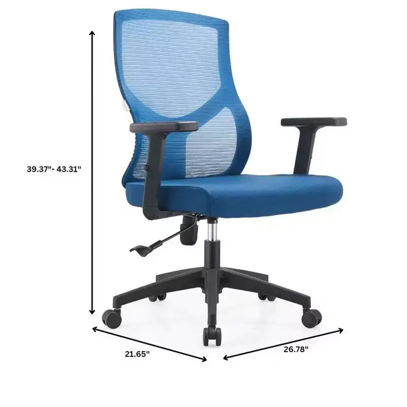 LeisureMod Glen Ergonomic Mesh Office Chair - Breathable Mid-Back with Soft Upholstered Cotton Seat - Swivel & Tilt Desk Chair