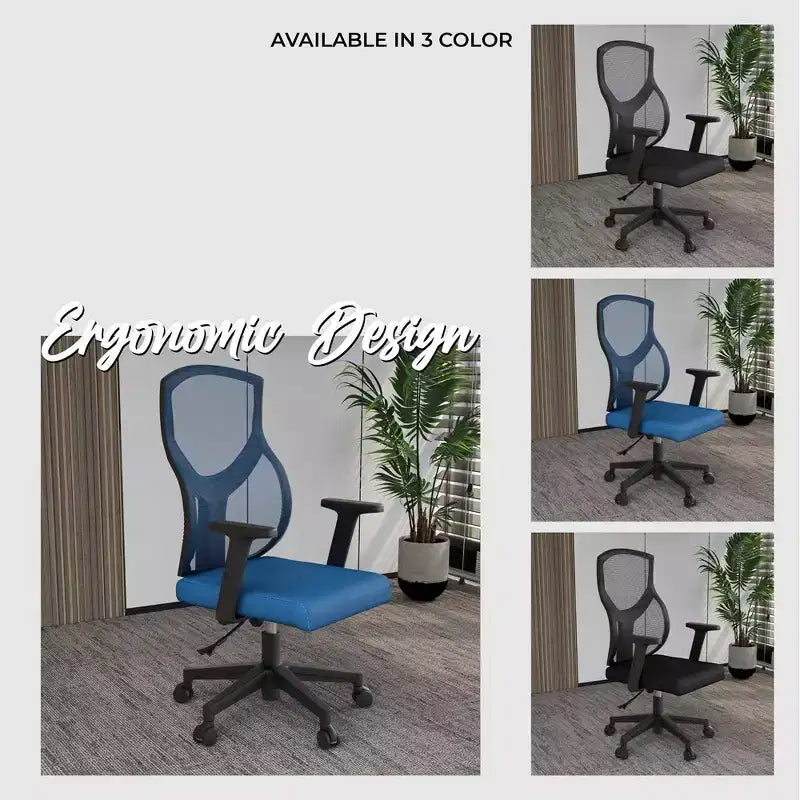LeisureMod Glen Ergonomic Mesh Office Chair - Breathable Mid-Back with Soft Upholstered Cotton Seat - Swivel & Tilt Desk Chair