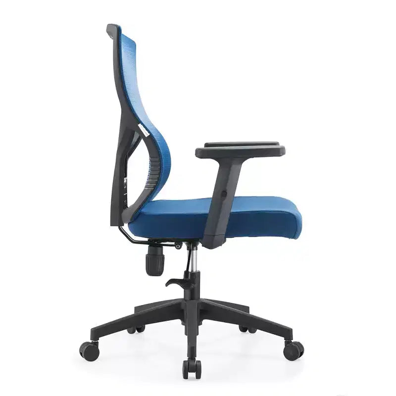 LeisureMod Glen Ergonomic Mesh Office Chair - Breathable Mid-Back with Soft Upholstered Cotton Seat - Swivel & Tilt Desk Chair