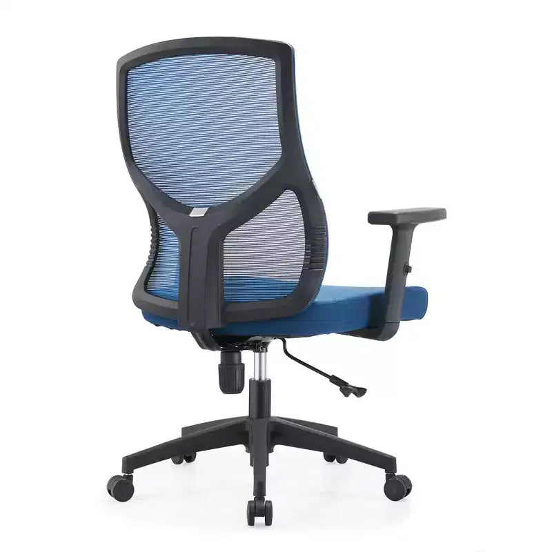 LeisureMod Glen Ergonomic Mesh Office Chair - Breathable Mid-Back with Soft Upholstered Cotton Seat - Swivel & Tilt Desk Chair