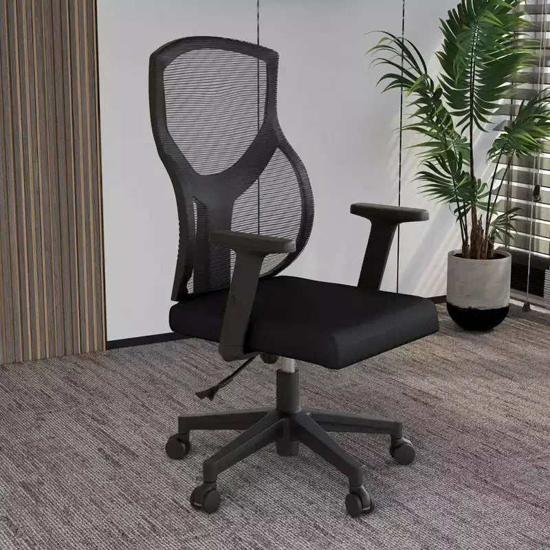 LeisureMod Glen Ergonomic Mesh Office Chair - Breathable Mid-Back with Soft Upholstered Cotton Seat - Swivel & Tilt Desk Chair