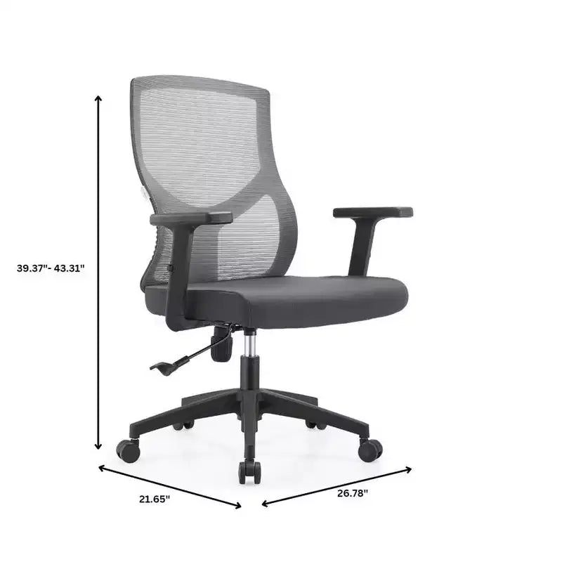 LeisureMod Glen Ergonomic Mesh Office Chair - Breathable Mid-Back with Soft Upholstered Cotton Seat - Swivel & Tilt Desk Chair