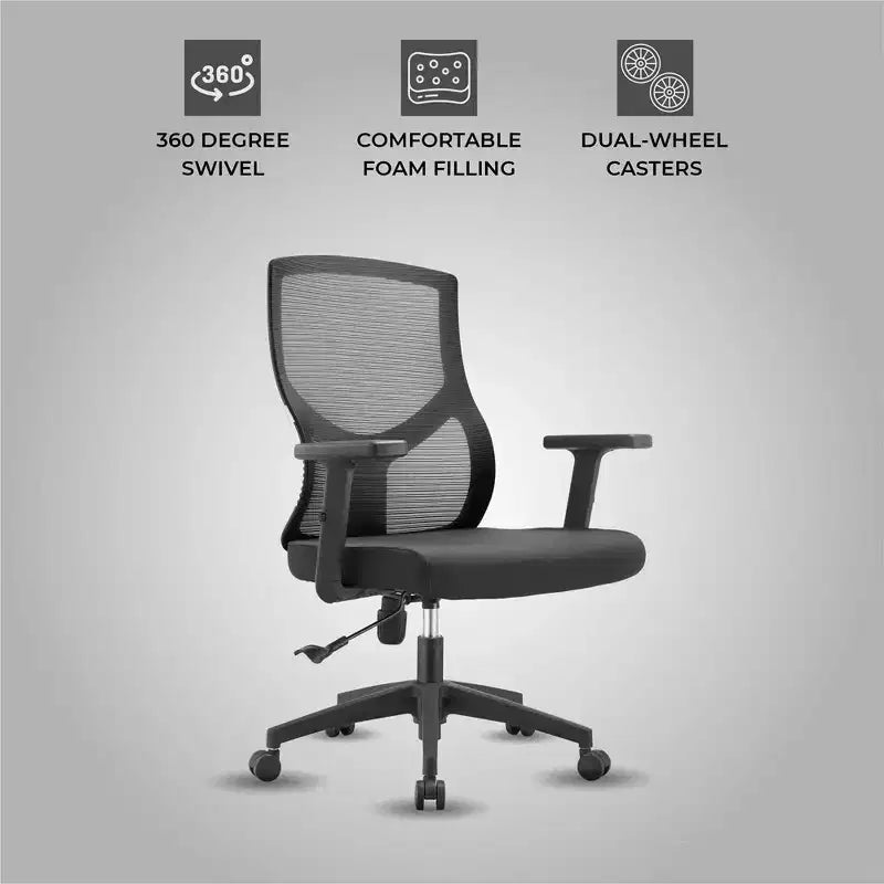 LeisureMod Glen Ergonomic Mesh Office Chair - Breathable Mid-Back with Soft Upholstered Cotton Seat - Swivel & Tilt Desk Chair