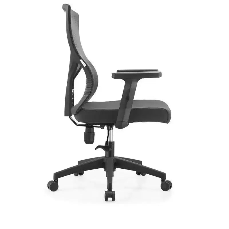 LeisureMod Glen Ergonomic Mesh Office Chair - Breathable Mid-Back with Soft Upholstered Cotton Seat - Swivel & Tilt Desk Chair