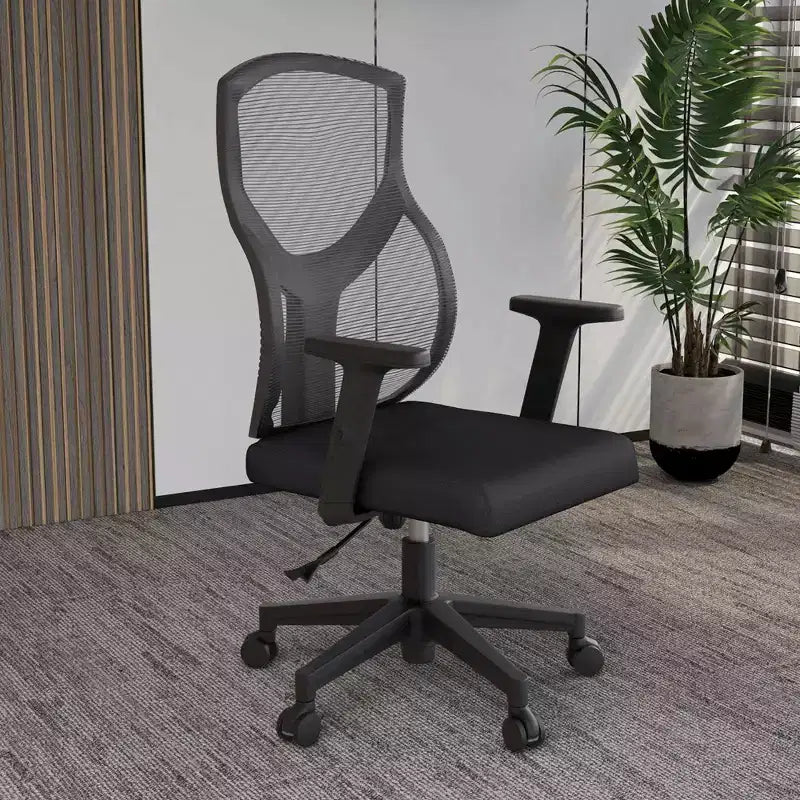 LeisureMod Glen Ergonomic Mesh Office Chair - Breathable Mid-Back with Soft Upholstered Cotton Seat - Swivel & Tilt Desk Chair