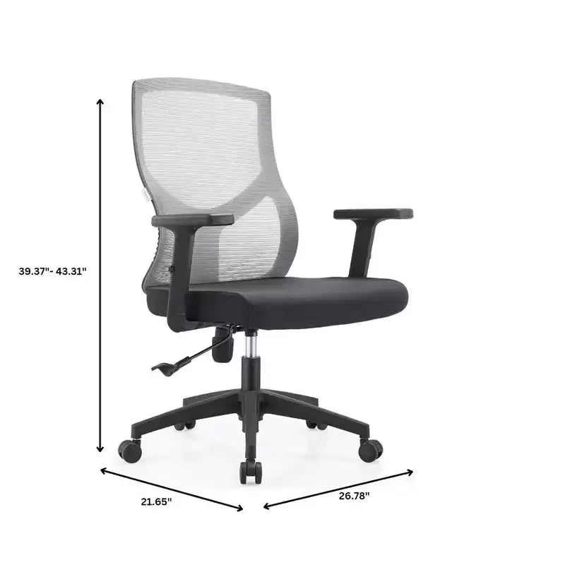 LeisureMod Glen Ergonomic Mesh Office Chair - Breathable Mid-Back with Soft Upholstered Cotton Seat - Swivel & Tilt Desk Chair