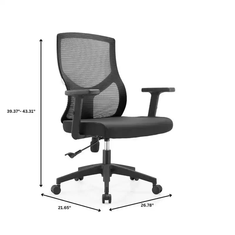 LeisureMod Glen Ergonomic Mesh Office Chair - Breathable Mid-Back with Soft Upholstered Cotton Seat - Swivel & Tilt Desk Chair