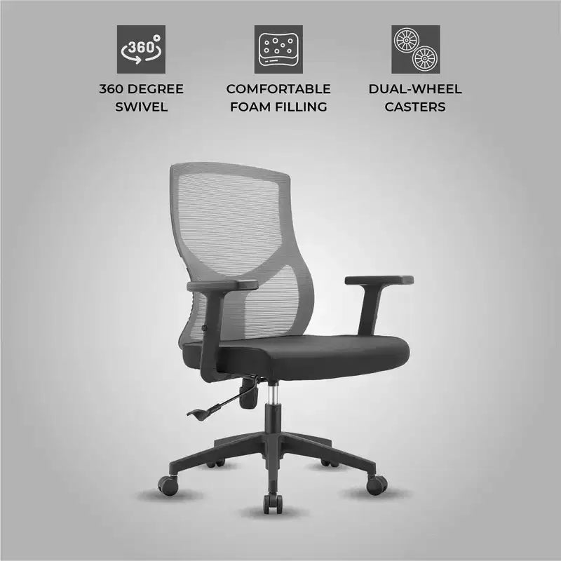 LeisureMod Glen Ergonomic Mesh Office Chair - Breathable Mid-Back with Soft Upholstered Cotton Seat - Swivel & Tilt Desk Chair