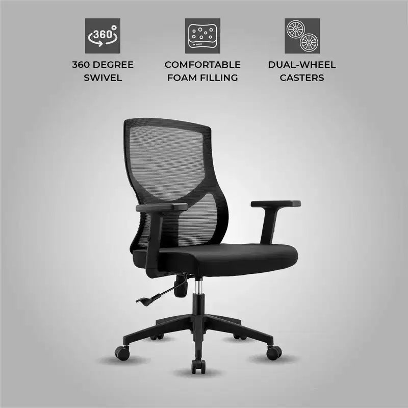 LeisureMod Glen Ergonomic Mesh Office Chair - Breathable Mid-Back with Soft Upholstered Cotton Seat - Swivel & Tilt Desk Chair