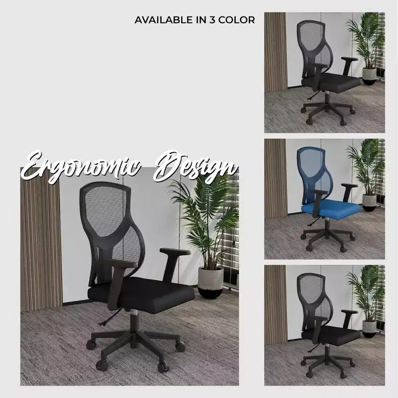 LeisureMod Glen Ergonomic Mesh Office Chair - Breathable Mid-Back with Soft Upholstered Cotton Seat - Swivel & Tilt Desk Chair