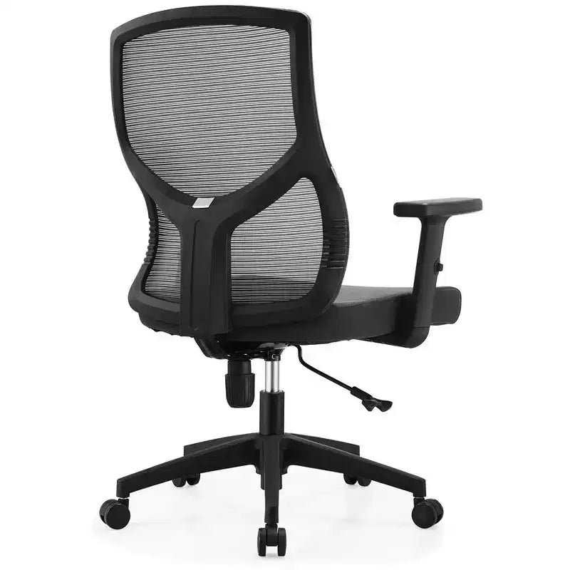 LeisureMod Glen Ergonomic Mesh Office Chair - Breathable Mid-Back with Soft Upholstered Cotton Seat - Swivel & Tilt Desk Chair