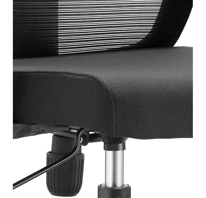 LeisureMod Glen Ergonomic Mesh Office Chair - Breathable Mid-Back with Soft Upholstered Cotton Seat - Swivel & Tilt Desk Chair
