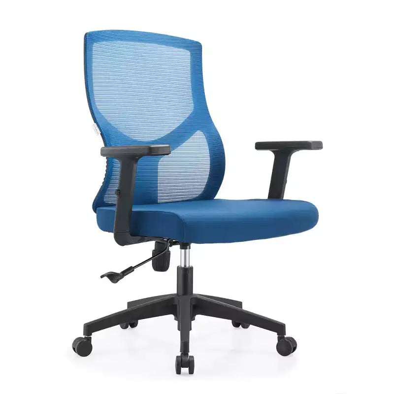 LeisureMod Glen Ergonomic Mesh Office Chair - Breathable Mid-Back with Soft Upholstered Cotton Seat - Swivel & Tilt Desk Chair