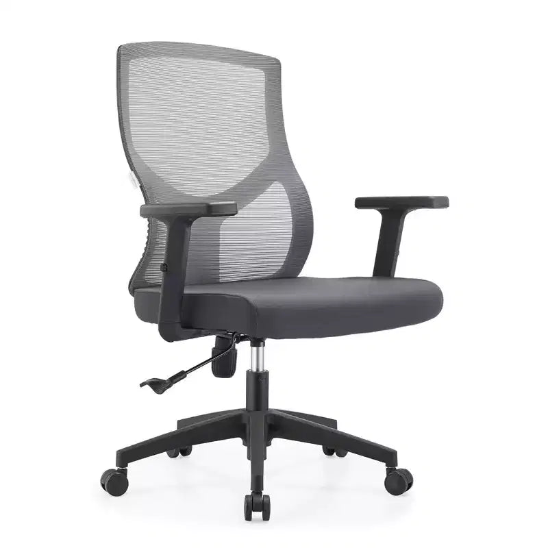 LeisureMod Glen Ergonomic Mesh Office Chair - Breathable Mid-Back with Soft Upholstered Cotton Seat - Swivel & Tilt Desk Chair