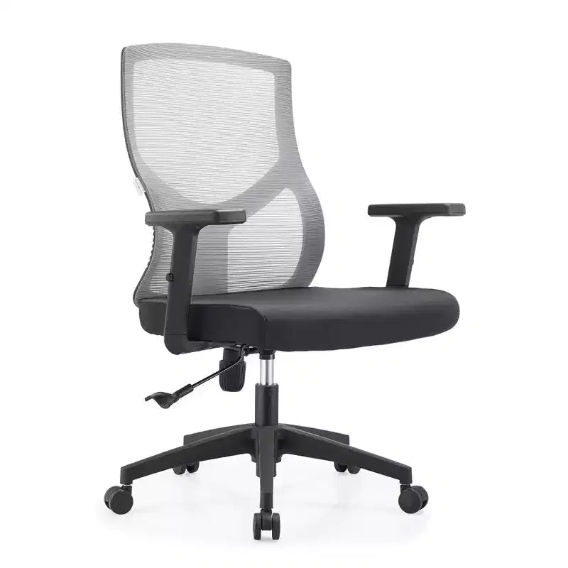 LeisureMod Glen Ergonomic Mesh Office Chair - Breathable Mid-Back with Soft Upholstered Cotton Seat - Swivel & Tilt Desk Chair