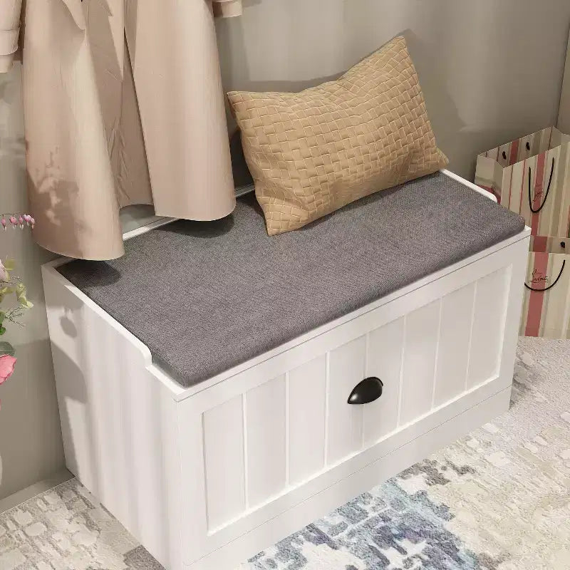 Famapy White Coat Rack Shoe Bench Set Wall Mount Hall Tree