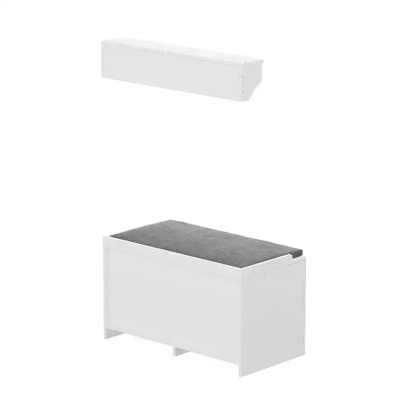 Famapy White Coat Rack Shoe Bench Set Wall Mount Hall Tree