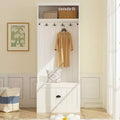 Famapy White Hall Tree Shelf Rack Shoe Storage Coat Organizer Cabinet