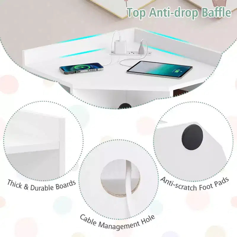 Costway 3-Tier Kids Corner Toy Storage Organizer with USB Ports and Outlets 9 Cubbies Grey/White