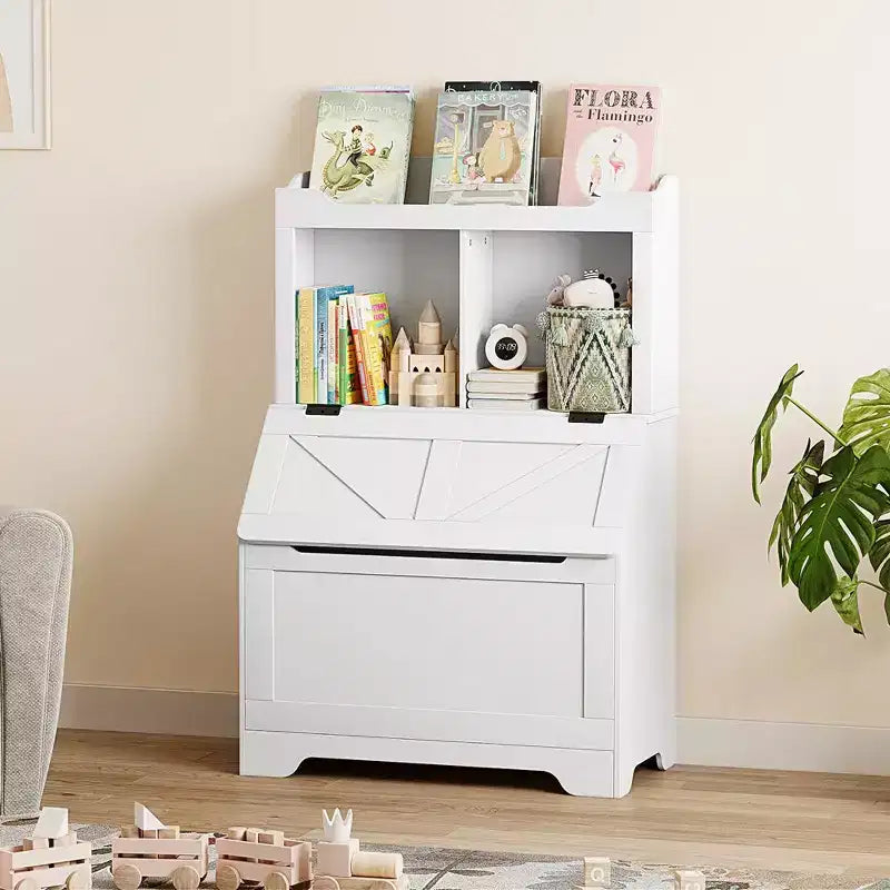 Whizmax Bookshelf for Kids, Wooden Book Display, Kids Bookshelf and Toy Storage, Children Book Rack Bookcase Toybox Combo for Bedroom & Nursery