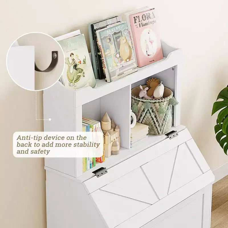 Whizmax Bookshelf for Kids, Wooden Book Display, Kids Bookshelf and Toy Storage, Children Book Rack Bookcase Toybox Combo for Bedroom & Nursery