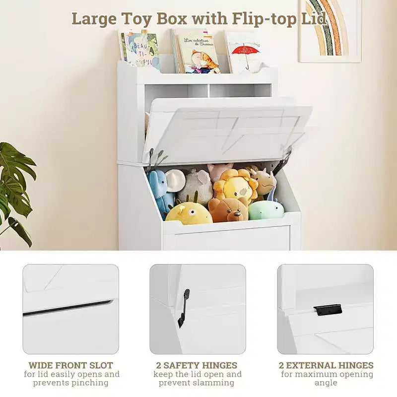 Whizmax Bookshelf for Kids, Wooden Book Display, Kids Bookshelf and Toy Storage, Children Book Rack Bookcase Toybox Combo for Bedroom & Nursery