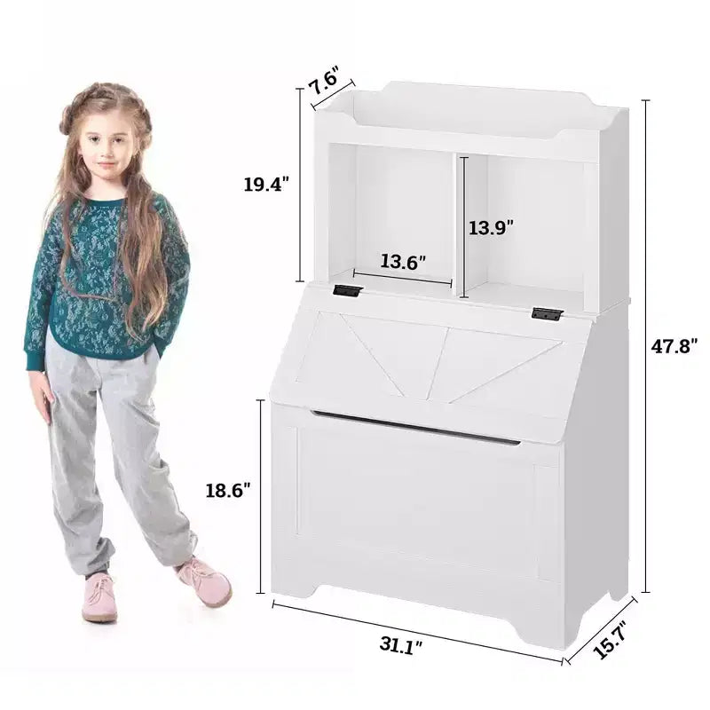 Whizmax Bookshelf for Kids, Wooden Book Display, Kids Bookshelf and Toy Storage, Children Book Rack Bookcase Toybox Combo for Bedroom & Nursery