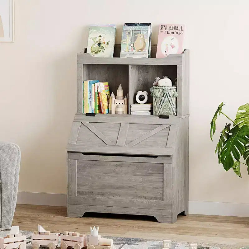 Whizmax Bookshelf for Kids, Wooden Book Display, Kids Bookshelf and Toy Storage, Children Book Rack Bookcase Toybox Combo for Bedroom & Nursery