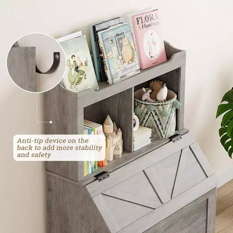 Whizmax Bookshelf for Kids, Wooden Book Display, Kids Bookshelf and Toy Storage, Children Book Rack Bookcase Toybox Combo for Bedroom & Nursery
