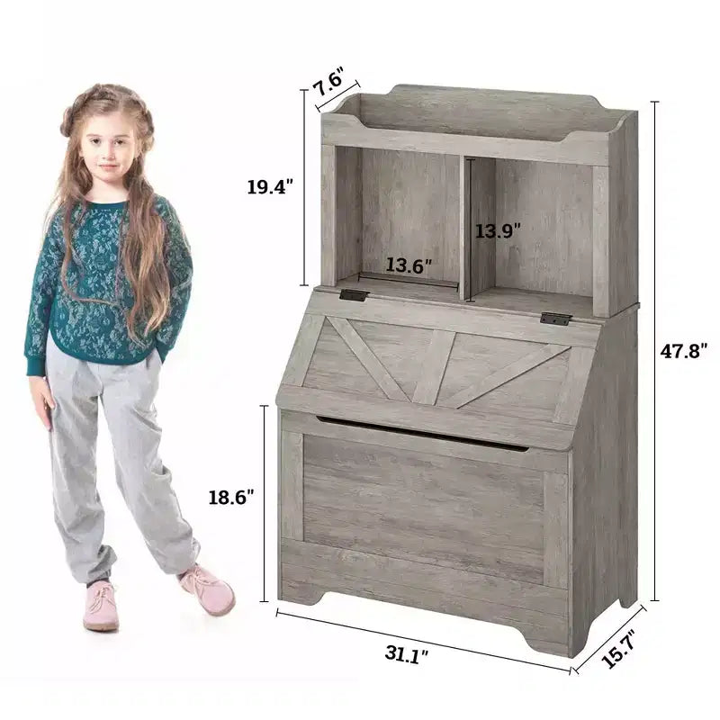 Whizmax Bookshelf for Kids, Wooden Book Display, Kids Bookshelf and Toy Storage, Children Book Rack Bookcase Toybox Combo for Bedroom & Nursery