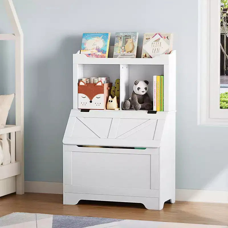 Whizmax Bookshelf for Kids, Wooden Book Display, Kids Bookshelf and Toy Storage, Children Book Rack Bookcase Toybox Combo for Bedroom & Nursery
