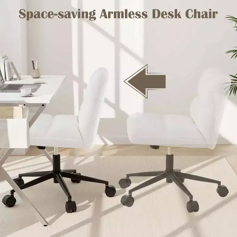 Costway Cross Legged Chair with Wheels Padded Seat Adjustable Height for Bedroom Beige/Gray