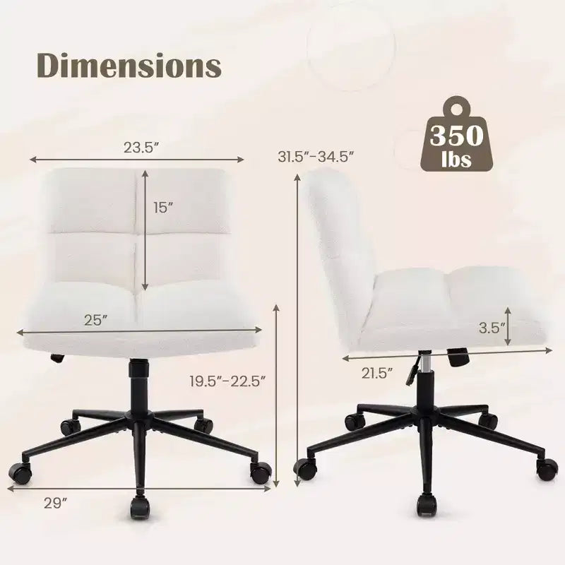 Costway Cross Legged Chair with Wheels Padded Seat Adjustable Height for Bedroom Beige/Gray