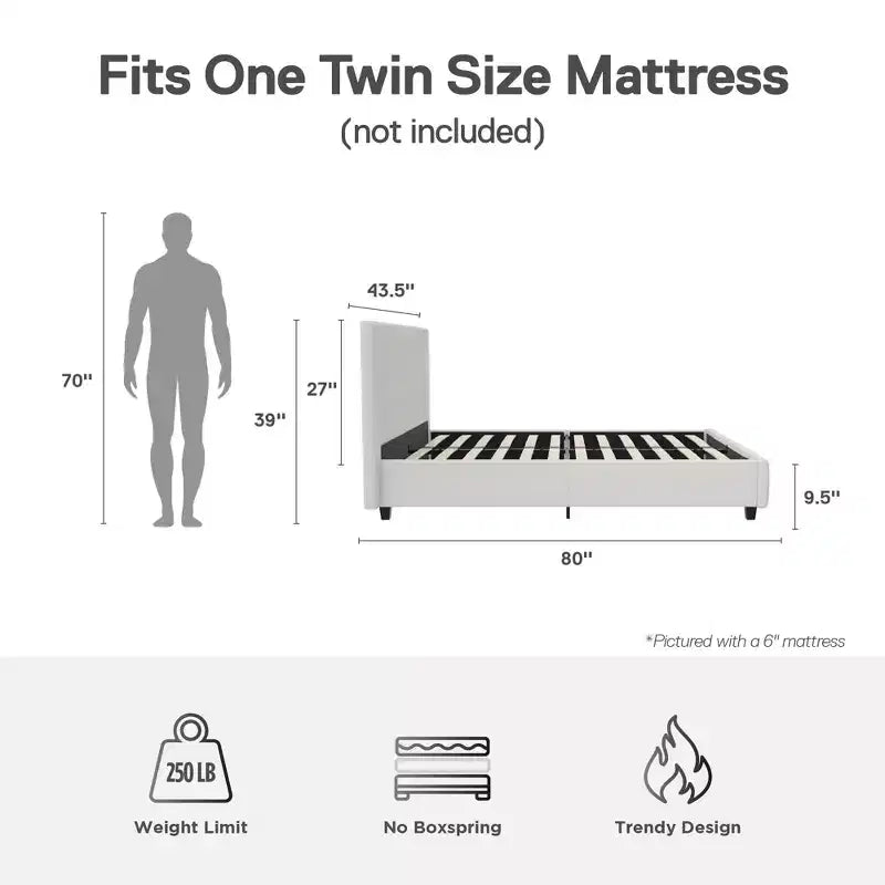 DHP Dakota Upholstered Platform Bed