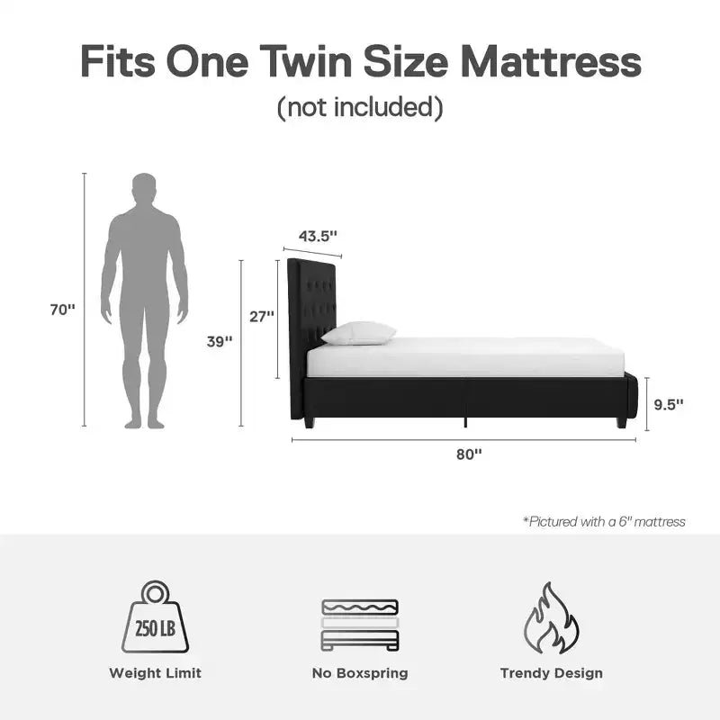 DHP Dakota Upholstered Platform Bed