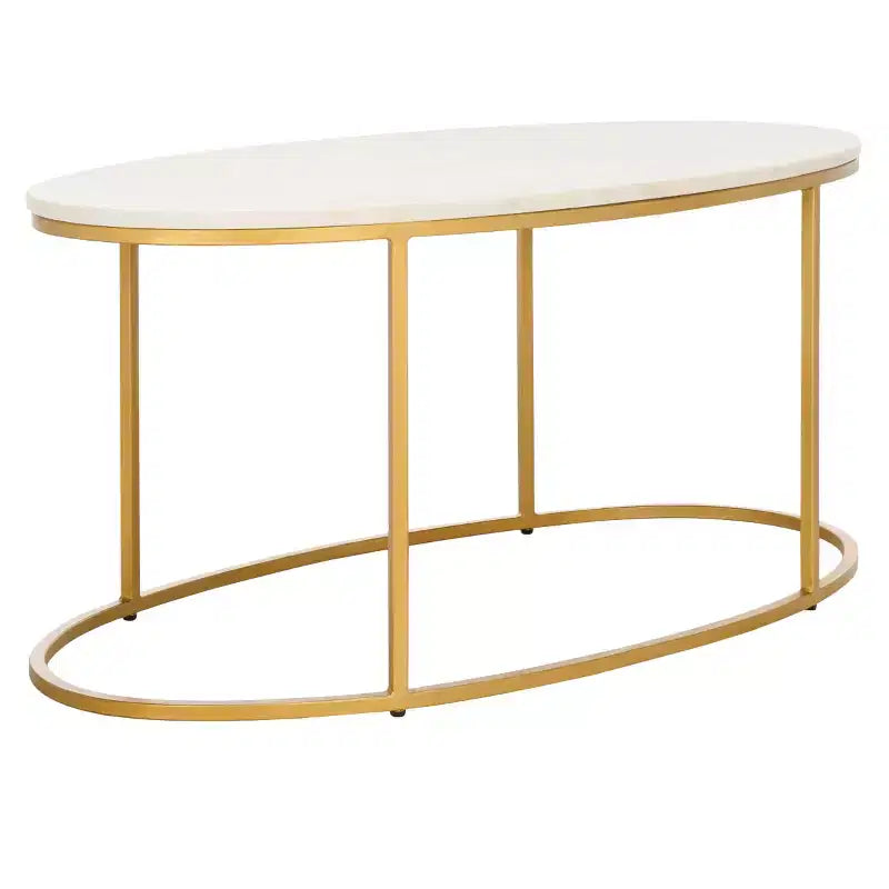 Tage Marble Coffee Table - White Marble/Gold - Safavieh