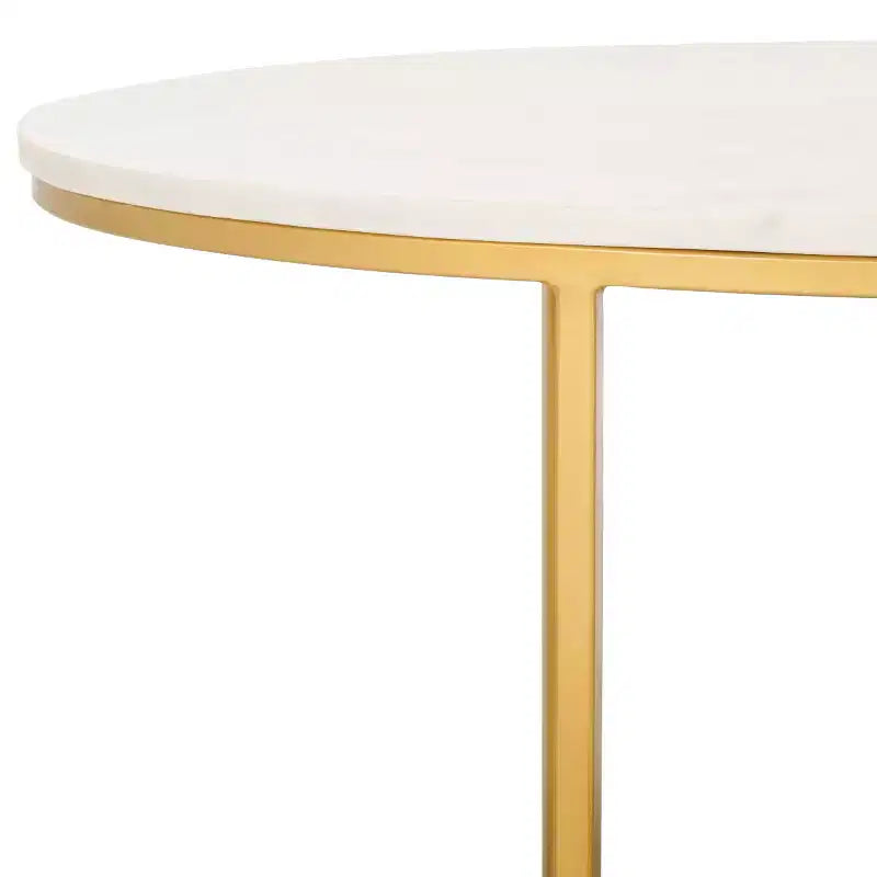 Tage Marble Coffee Table - White Marble/Gold - Safavieh