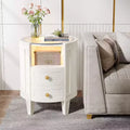 Lantine Modern Oval LED 2-Drawer Nightstand, No Assembly Required