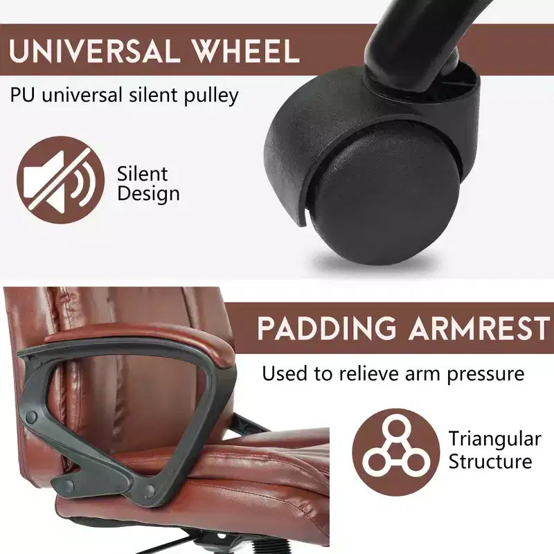 FDW PU Leather Task Chair Home Office Chair with Lumbar Support and Mid Back