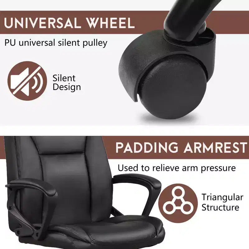 FDW PU Leather Task Chair Home Office Chair with Lumbar Support and Mid Back