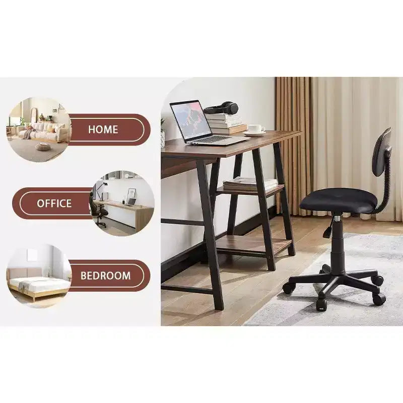 VECELO Height Adjustable Rolling Swivel Salon Stool, Small SPA Chair with Backrest for Office, Black/Coffee