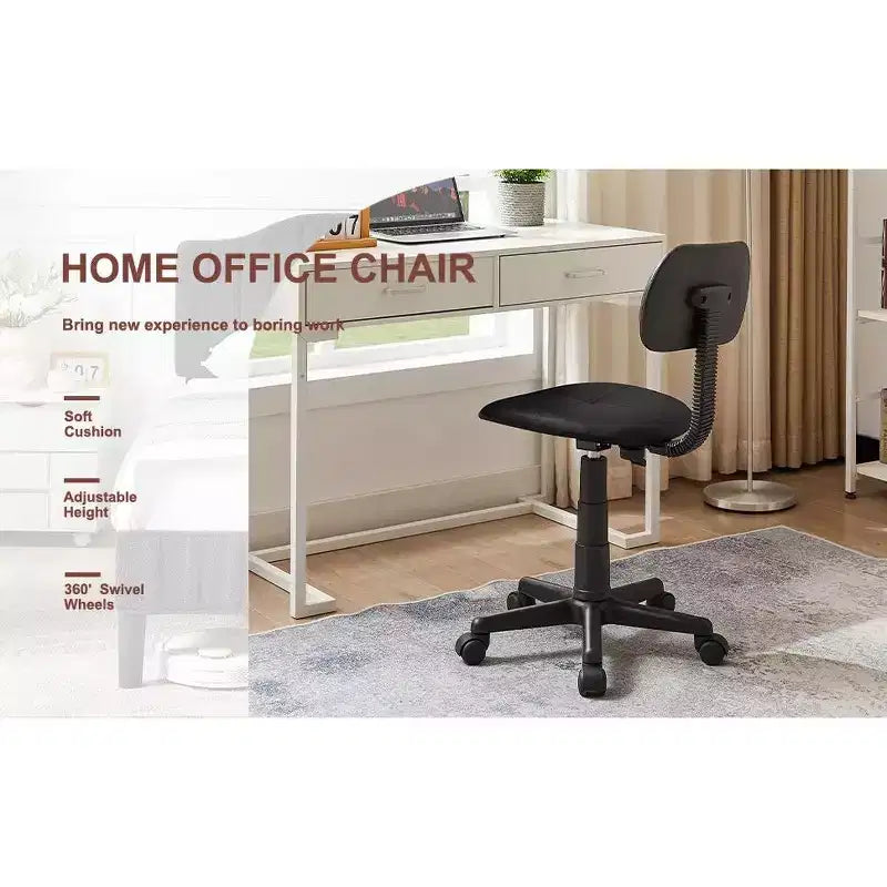 VECELO Height Adjustable Rolling Swivel Salon Stool, Small SPA Chair with Backrest for Office, Black/Coffee