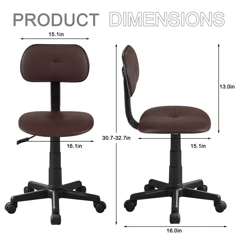 VECELO Height Adjustable Rolling Swivel Salon Stool, Small SPA Chair with Backrest for Office, Black/Coffee