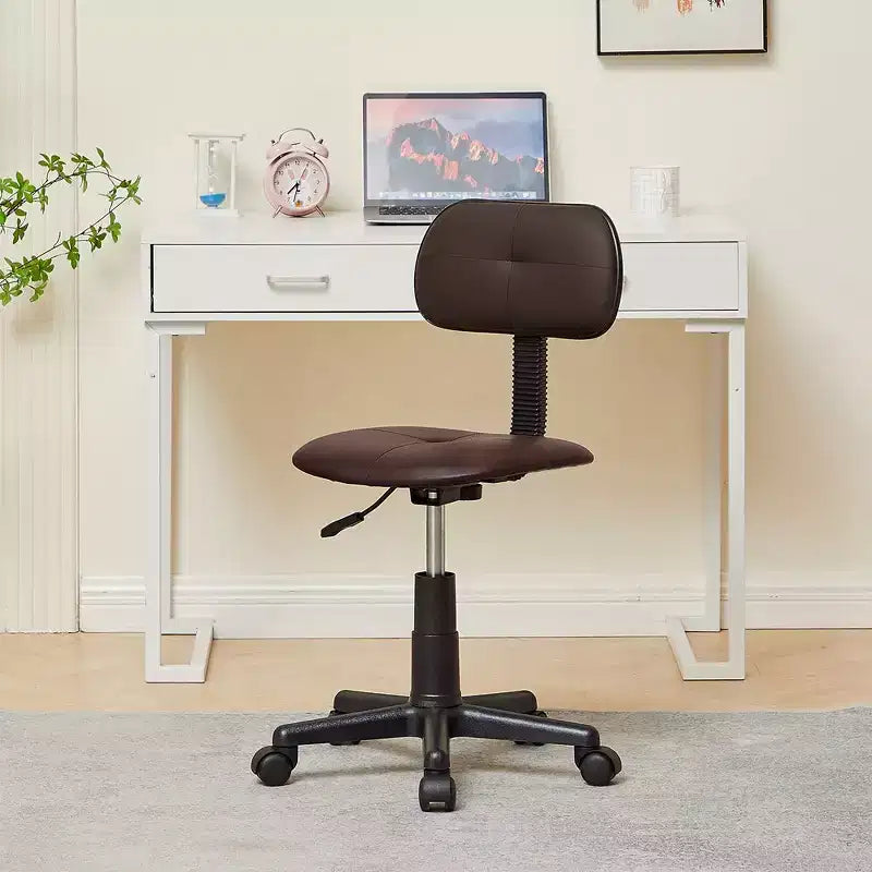 VECELO Height Adjustable Rolling Swivel Salon Stool, Small SPA Chair with Backrest for Office, Black/Coffee