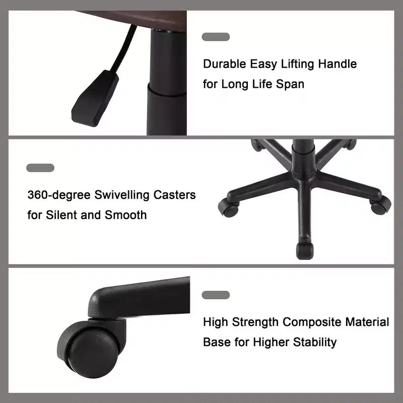 VECELO Height Adjustable Rolling Swivel Salon Stool, Small SPA Chair with Backrest for Office, Black/Coffee