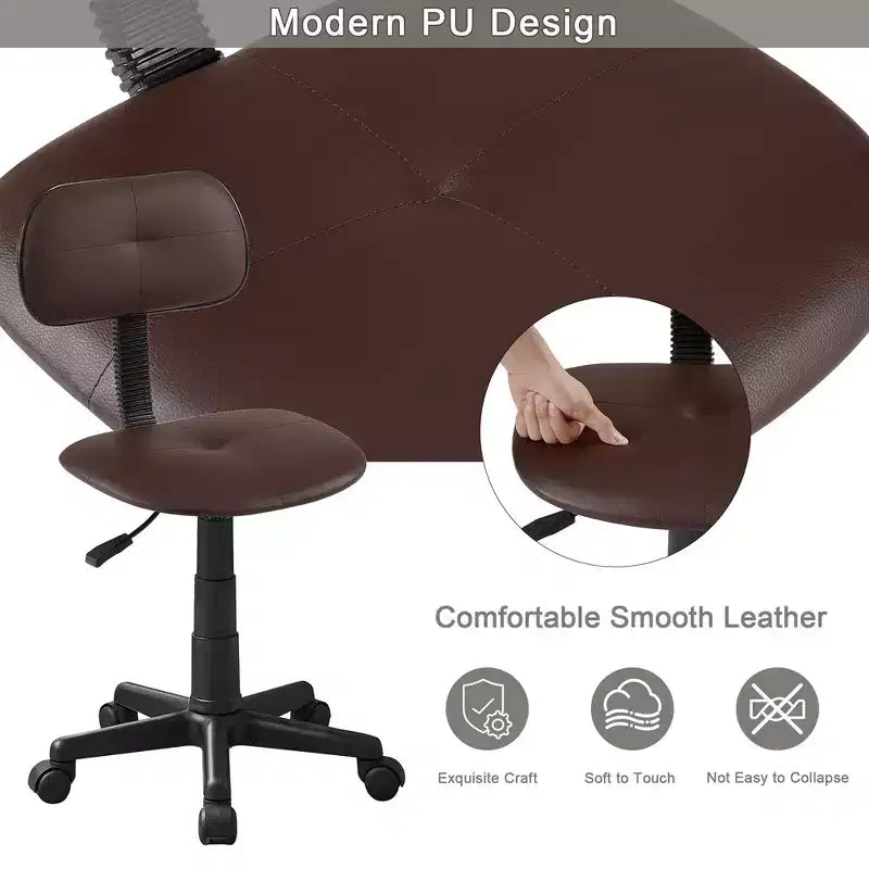 VECELO Height Adjustable Rolling Swivel Salon Stool, Small SPA Chair with Backrest for Office, Black/Coffee