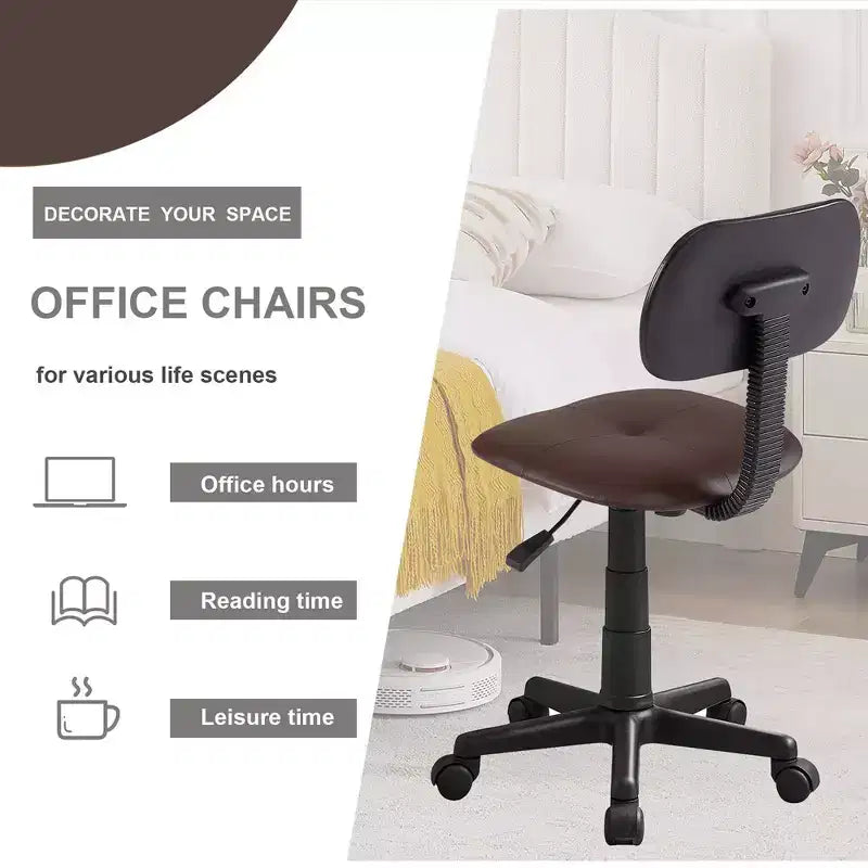VECELO Height Adjustable Rolling Swivel Salon Stool, Small SPA Chair with Backrest for Office, Black/Coffee